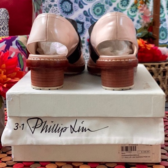 🏷️ NIB | 🇮🇹3.1 PHILLIP LIM Leather & Croc Peep-Toe Slingback, Sz 40 - Picture 6 of 12